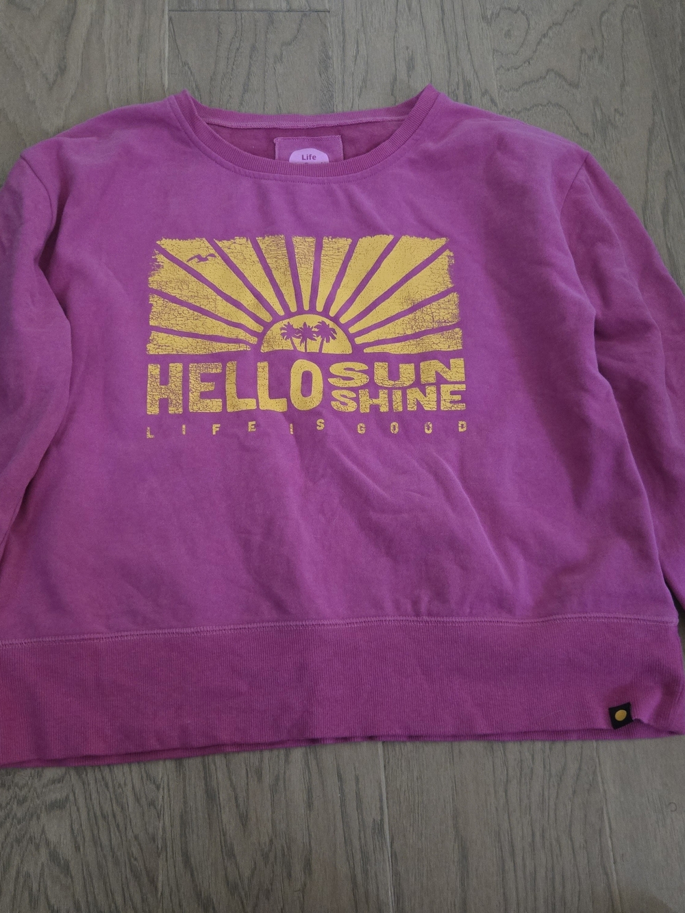 Life Is Good Womens M Pink 'Hello Sunshine' Graphic Crewneck Sweatshirt